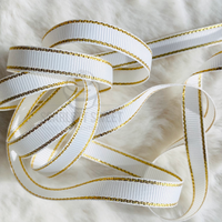 0.9cm x 25 yard Gold Edge Grosgrain WHITE 000