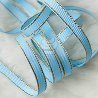 0.9cm x 25 yard Gold Edge Grosgrain BABY BLUE 308