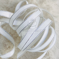 0.9cm x 25 yard Silver Edge Grosgrain WHITE 01