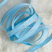 0.9cm x 25 yard Silver Edge Grosgrain BABY BLUE 197