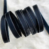 0.9cm x 25 yard Silver Edge Grosgrain BLACK 030