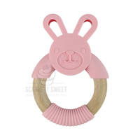 Pink Rabbit Natural Hardwood & Silicon Teether