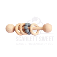 Dark Grey Natural Hardwood & Silicon Rattle