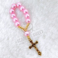 Pink Gold Pearl Finger Rosary 11