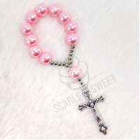 Pink Silver Pearl Finger Rosary 11