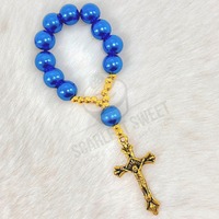 Navy Blue Gold Pearl Finger Rosary 11