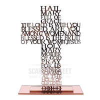 Rose Gold Hail Mary Acrylic Cross 21cm