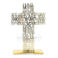 Gold Hail Mary Acrylic Cross 21cm