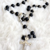 Black Marbled Rosary 55cm