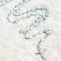 White Marbled Rosary 55cm