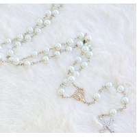 57cm Pearl Silver Rosary