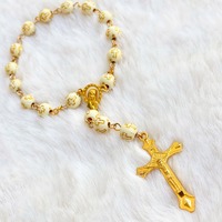 Gold Crossed Bracelet Rosary 19cm