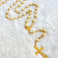 55cm Gold Crossed Bead Rosary