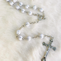 55cm Silver Crossed Bead Rosary