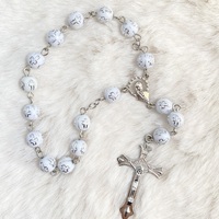 Silver Crossed Bracelet Rosary 19cm