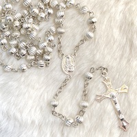 6mm Silver Metal Rosary 50cm