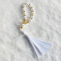 White Finger Prayer Beads With Tassel