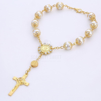 10mm Gold Pearl Bracelet Rosary 20cm