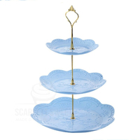 3 Tier Plastic Plate Stand Round Blue