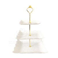 3 Tier Plastic Plate Stand Square White