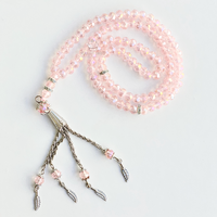 99 Light Pink Silver Crystal Beads 33cm