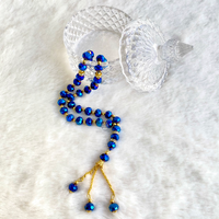 33 Navy Blue Gold Crystal Beads 29cm