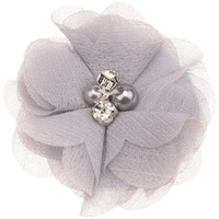 6cm Chiffon Flower Grey