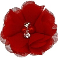 6cm Chiffon Flower Deep Red