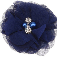 6cm Chiffon Flower Navy Blue