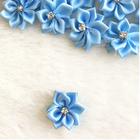 3cm Ribbon Flower Light Blue