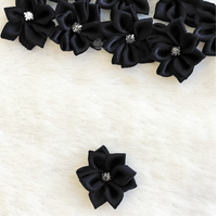 3cm Ribbon Flower Black