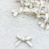 4cm Gold Edge Bow White 01 50PC