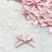 4cm Gold Edge Bow Powder Pink 10 50PC