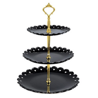 3 Tier Plastic Plate Stand Black