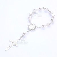 White Silver Pearl Bracelet Rosary 17cm