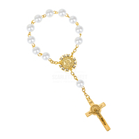 White Gold Pearl Bracelet Rosary 17cm