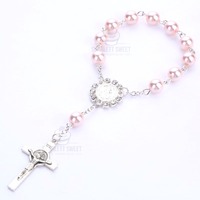 Pink Pearl Bracelet Rosary 17cm