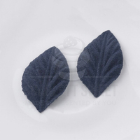 3.5cm Leather Leaf Navy Blue