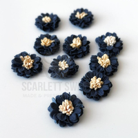 2.5cm Vivian Flower Navy Blue