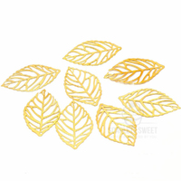 3.5cm Gold Vein Leaf Charms