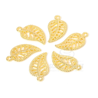 1.7cm Gold Vein Leaf Charms