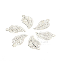 1.7cm Silver Vein Leaf Charms