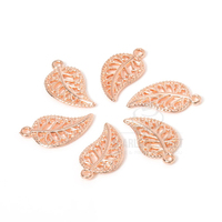 1.7cm Rose Gold Vein Leaf Charms