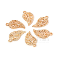 1.7cm Champagne Gold Vein Leaf Charms