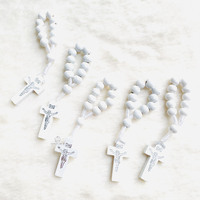 White Wooden Thumb Rosary