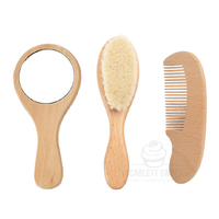 15cm Natural Wood Newborn Brush Set 3PC