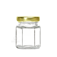 85ml Hexagon Glass Jar with Gold Lid