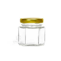 45ml Hexagon Glass Jar with Gold Lid