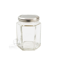 180ml Hexagon Glass Jar with Silver Lid