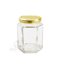 280ml Hexagon Glass Jar with Gold Lid